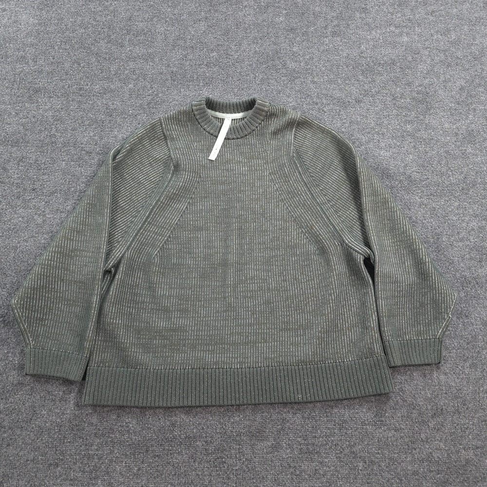 Lululemon Sweater Womens Large Green Oversized Knit Crew Neck Pullover Ribbed
